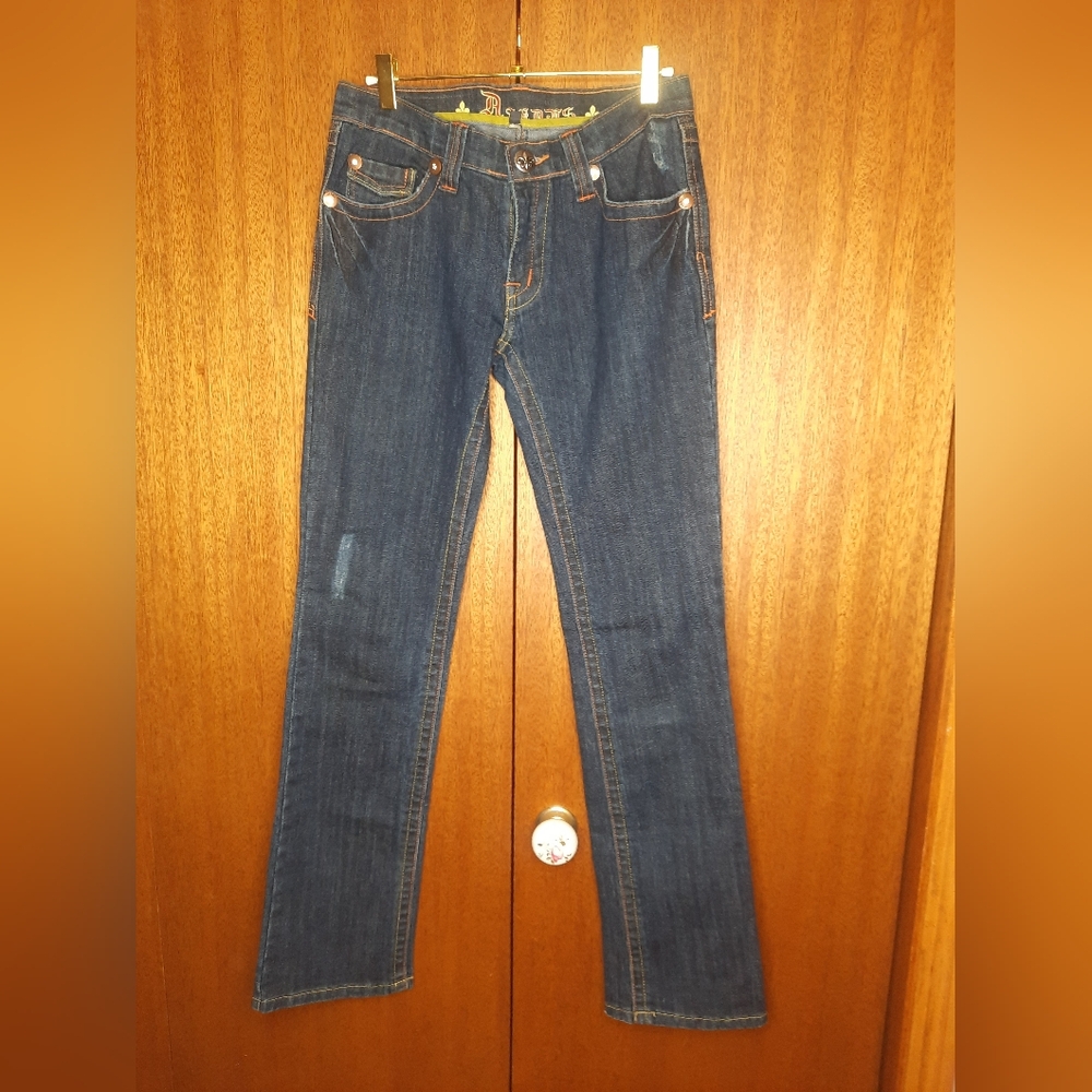 Deadstock Y2K Dark Blue Denim Jeans 14.75 In Waist 30 In Inseam